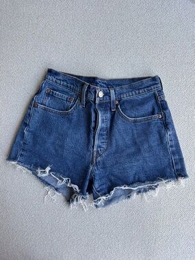 Levi's 501 Classic High-Rise Dark Blue Denim Cutoff Shorts